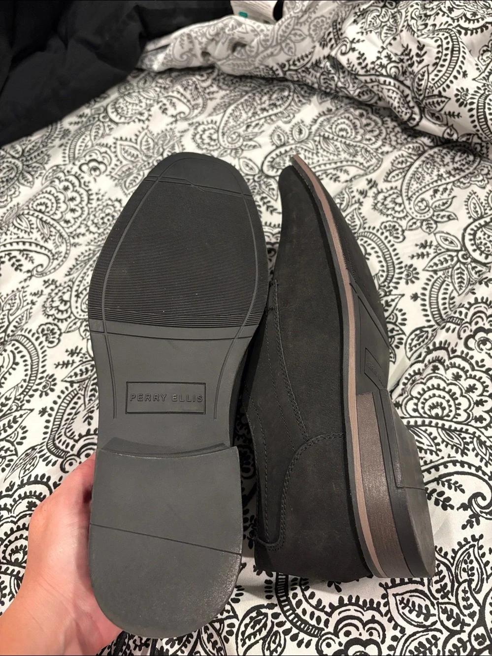 Perry Ellis Black Suede Derby Lace-Up Shoes